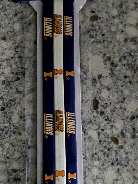 Illinois Illini Elastic Sport Headband 3-Pack – NCAA Team Colors (Three 3-packs)